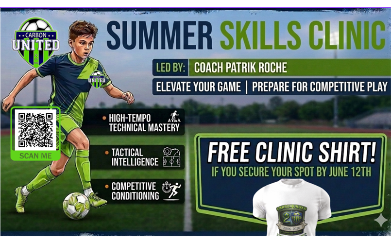 July 13-17th U9-U12 5-6:30pm; U13-U18 6:30-8pm